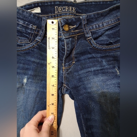 Decree Bootcut Jeans Women's 0 Blue Low Rise Medium Wash Cotton Distressed - Picture 6 of 12